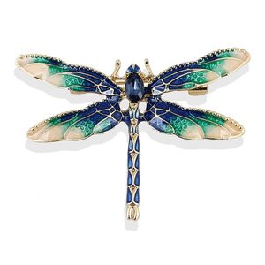 Pins, broscher Färgglada Dragonfly för kvinnor Emalj Insect Sparkling Crystal Scarf Lapel Brosch Män Suit Dress Badge Pins Party Smycken