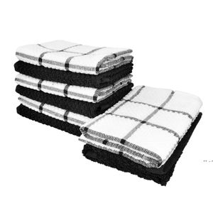Bawełna 30 * 30 cm / 12 * 12 cali Ręcznik naczynia Soft Super Wycieranie szmaty Lattice Zaprojektowany Łazienka Kuchnia Herbata Bar Ręczniki Domowe Szklane ręce Rra9980