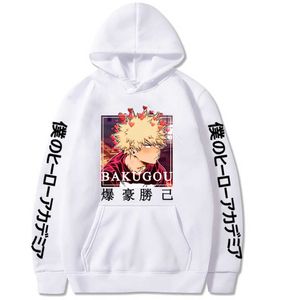 Кацуки Бакуго Hoodie Boku No Hero Academia Толстовка Мужчины Свободные толстовки Y0803 Y0804