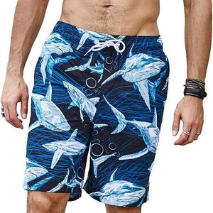 361 Szyby płytowe Szybkie suche spodnie surfingowe Mężczyźni Plaża Shark Wydrukowano Plus Size Swimwear Swimweear Swimweear Koszulki męskie Kąpiel 210924