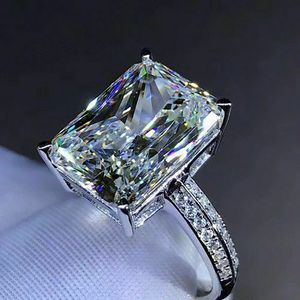 100% 925 Sterling Silver Creato Moissanite Citrino Diamanti Pietra Preziosa Matrimonio Anello di Fidanzamento Gioielleria Raffinata Regalo Intero