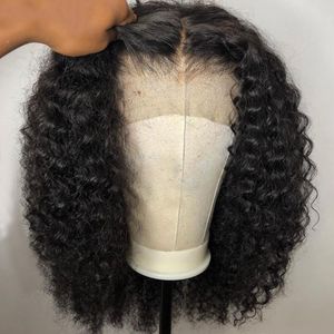 Brasiliansk Virgin Human Hair Wig Lace Front Black Färg Pre Plucked Natural Hairline Bleach Knot Water Wave Curly