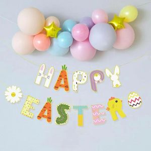 Creative Background Wall Pulling Flag Happy Easter Bunny Party Decoration Supplies Garland Home Party Decor