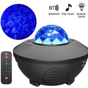 Wholesale USB Star Night Light LED Effects Music Starry Water Wave lights Remote Bluetooth Colorful Rotating Projector Sound-Activated Decor Lamp
