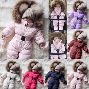 Aşağı Ceket Kış Giysileri Bebek Bebek Snowsuit Erkek Kız Romper Ceket Kapüşonlu Tulum Sıcak Kalın Kıyafet Çocuk Giyim Giyim