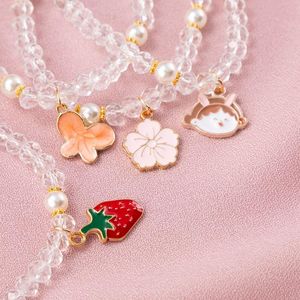 Schmetterlingsblüten großhandel-Perlen Strangs Mode Kristall Perlen Perlen Armband Schmetterling Kirschblüten Erdbeere Für Mädchen Frauen Schmuck Party Geschenk Zubehör