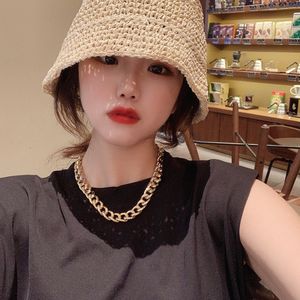 Women Two-Layer Punk Gold Chain Thick Link Collar Clavicle Statement Hip Hop Jewelry Weight Necklace