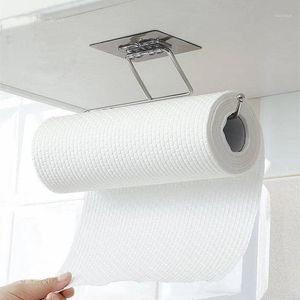 Toilet Paper Holders Stainless Steel Tissue Holder Hanging Non-marking Sticky Towel Rack Shelf Bathroom Accessories