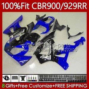 OEM Fairings för Honda CBR900 CBR929 RR 900CC 929CC 2000 2001 Body 68NO.92 CBR 929RR 900RR 900 929 Blå svart RR CC CBR929RR 00 01 CBR900RR 00-01 Injektionskropp