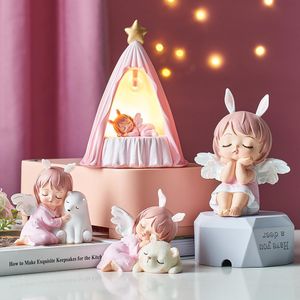 Bonito Anjo Estatuetas Do Bebê Fadas Jardim Miniaturas Decoração Ornaments Creative Home Decoração Acessórios Aniversário Decoração Decoração 210318