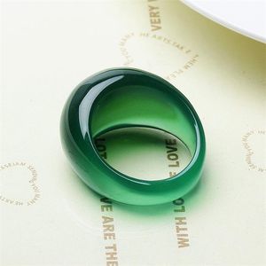 Echte grüne Jade Ring Kristall Chalcedon Schwanz Achat S Männer Frauen Schmuck Glücksstein Finger Marke Edelstein Rubin 211217