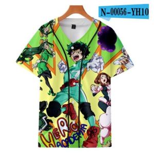 Letnia Moda Mężczyźni Jersey Czerwony Biały Żółty Multi 3D Druku Krótki Rękaw Hip Hop Luźne Koszulki Koszulki Baseball T Shirt Cosplay Costume 075