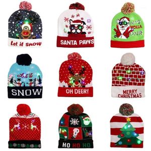 Caps şapka kış aksesuarları çocuklar için Noel sevimli ışık bere karikatür Noel Baba şapka ebeveyn çocuk ödeme yetişkinler getirebilir