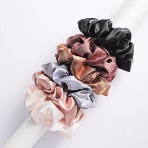 6pcs lot Fashion Women Girls Silky Satin Pony Tails Holder Set Solid Stretch Elastic Hair Tie Simple Elegant Rubber Band Hair Scrunchies