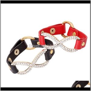 Tennis Arrivo Genuino Cuoio Punk Braccialetti avvolgenti regolabili Regalo di amicizia Bracciale Donna Gioielli con ciondoli Consegna di goccia 2021 Qsutm