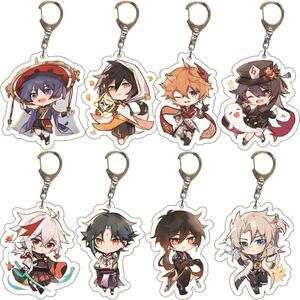 Anime Genshin Impact Kunikuzushi Morax Kaeya Xiao Hu Tao Tartaglia Akryl Keychain Badge Cartoon Cosplay Pendant Tillbehör G1019