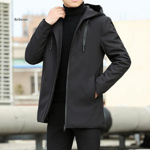 Män Jackor Mäns Höst Vinter Jacka Trench Coat Casual Tink En Varm Hooded Male Windbreaker Ytterkläder Man 6XL