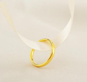 Bandas De Casamento 24k. venda por atacado-Alianças de casamento puro k ouro amarelo anel liso banda senhora US tamanho