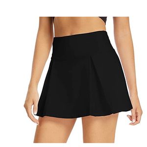 lu-2155 Luxury designer fashion yoga clothes Women's anti-glare fitness yoga pleated half-length badminton sports skirt golf tennis skirt pants