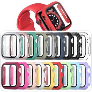 Für Apple Watch-Gehäuse 8 7 6 5 4 3 2 1 SE 45 mm 41 mm 38 mm 40 mm 42 mm 44 mm mit vollständiger Displayschutzfolie aus gehärtetem Glas