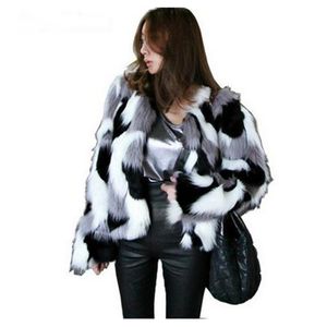 S / 9XL Kvinnor Blandad Färg Man-Made Fur Jacka Casual Plus Storlek Faux Coats Kvinna Kort Outwear Casaco de Pele Falso CK43 211220