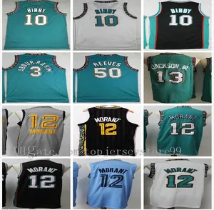 Vintage Herren-Basketballtrikot Ja 12 Morant Jaren 13 Jackson Jr. Retro Vintage Mike 10 Bibby Shareef 3 Abdur Rahim 50 Reeves NCAA College Großhandelsgröße S-2XL