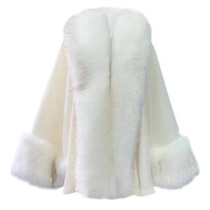 Szaliki damskie luksusowy luźny szal szal ponadgabarytowych okłady z futra ciepła moda duży płaszcz dziergany kardigan płaszcz Capa Con Capucha zima