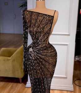 Women dress Yousef aljasmi Evening Black Mermaid One shoulder Long dress Labourjoisie Kim kardashian kylie jenner