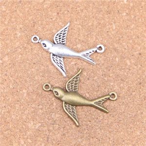 63st Antik Silver Bronze Plated Swallow Bird Connecotr Charms Pendant DIY Halsband Armband Bangle Findings 37 * 29mm