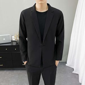 jas koreaans slank pak heren zwarte jas herfst en winter casual beste man bruidegom trouwjurk mode kdqo