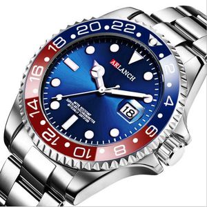 Novo Relógio Vermelho Para Homens venda por atacado-Novos homens luminosos moda lux vermelho azul coque anel verde fantasma de água não totalmente automático relógio mecânico