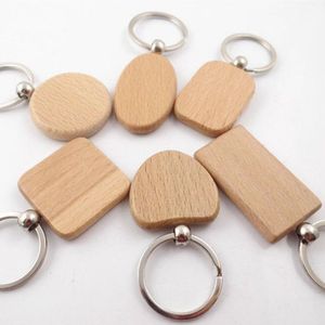 2021 Beech Keychain Party Supplies Spot Blank Massivt Trä Keychains Trä anpassade kreativ semester liten present