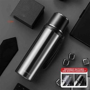 6color 500/800 / 1000ML Hochwertige Outdoor-Edelstahl-Thermos Große Kapazität Thermokaffeetasse Tasse Wasserflasche Thermos 210907