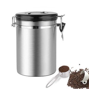 Storage Airtight Stainless Steel Canister Vault Coffee Bean Container with CO2 Valve to Keep Beans Fresh