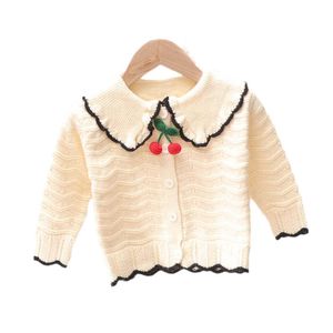 Flickor Cardigan Barnrockar Baby Ytterkläder Bomull Virkade Stickmönster Barntröjor Höst Vinter Kläder Sweater Jacka Top B8617