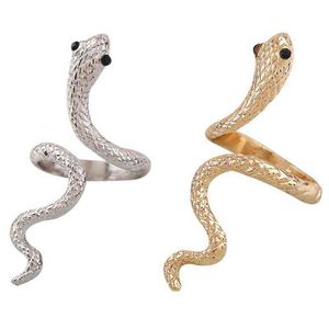 2 pezzi regolabile Punk Rock Snake Ring per le donne Accessori per gioielli con dita gotiche retrò, oro argento G1125