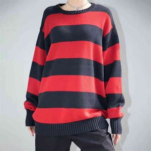 UNUTH Girls Oversize Striped Sweatshirts Autumn Fashion Ladies Vintage Soft Cotton Pullovers Streetwear Women Chic 210728