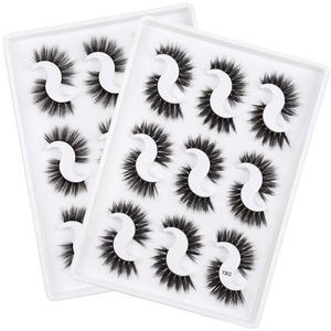 Natürliche lange, dicke, lockige 9 Paar 3D-Falschwimpern-Set, weiches Licht, wiederverwendbar, handgefertigt, mehrschichtig, Nerz-Fälschungswimpern, Verlängerungen, Augen, Make-up-Zubehör für Frauen, DHL