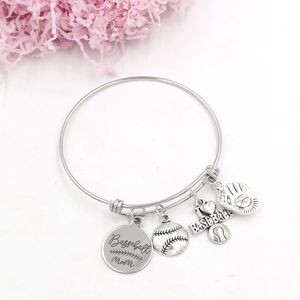 Wholesale Custom Personalized Bracelet Women's Jewelry Stainless Steel Wire Bangle Baseball MOM Bracelets For Mom Mama Mother Gifts Pulsera