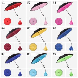 C Handle Inverted Umbrellas Non Automatic Protection Sunny Paraguas Rain Reverse Umbrella WLL554-5