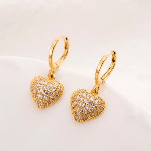 Oelegant Heart 18kt Fina Orelha Sólida Orelha De Orelha De Brincos Coreano Estilo Completo Diamante Brinco Mulheres Jóias Luxuosos Presentes