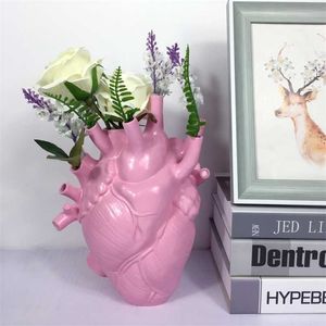 Anatomical Human Heart Vase Resin Plant Flower Pots Decorative Home Ornament Body Shape Sculpture Drop 211215