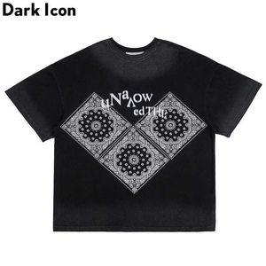 Geometrisk Bandana T-shirt Män Sommar Kortärmad Streetwear Mäns Tshirts Tee Shirt För Man Male Top 210603