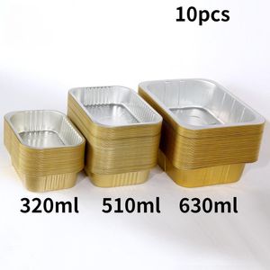 Wholesale foil take out containers for sale - Group buy Disposable Take Out Containers Sealed Golden Tin Box Barbecue Steak Lunch Takeaway Packaging Aluminum Foil High end Fast