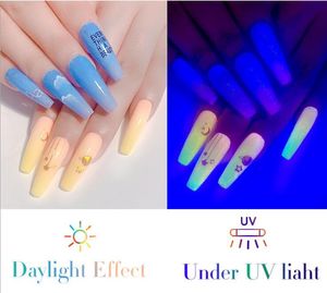 10 Rollen/Karton fluoreszierende Nageldekorationen, leuchtende 12 Farben, solide Transfer-Nagelfolienaufkleber, Tageslichteffekt, Nagelfolienaufkleber aus Papier