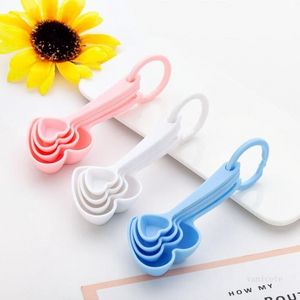 Spoon Heart Shaped Measuring Spoons Wedding Souvenir Gift Baby Shower Party Favor Kitchen Baking Plastic Spoons Gifts T500503