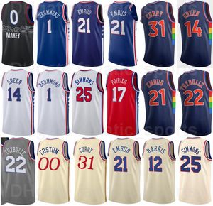 Printed 75th Anniversary Basketball Tobias Harris Jersey 12 James Harden 1 Joel Embiid 21 Georges Niang 20 Tyrese Maxey 0 Danny Green 14 Men Kids Women Sport Fans
