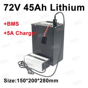 72V high-power rechargeable 45Ah lithium ion battery pack with BMS for Camper caravan/inverter solar energy/motor homes+Charger