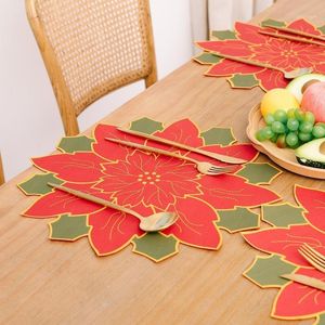 Kerstversiering 1 stks Decor Table Bowl Mats Home Resistent Placemat Voor Dining Jaar Bloemvorm Mat