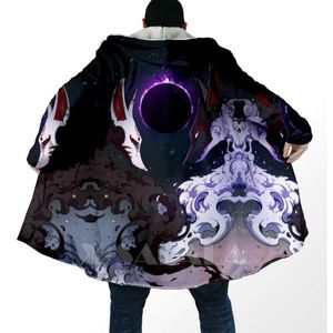 Wholesale hooded cloaks for women for sale - Group buy Men s Wool Blends Thick Warm Hooded Cloak For Women Men Tai Chi Yin And Yang Dragon Wolf Overcoat Coat Windproof Fleece Cape Robe Blanket